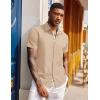 imageCOOFANDY Mens Short Sleeve Button Down Shirts Casual Summer Dress Untucked ShirtsA  Plaid Collar Beige