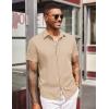 imageCOOFANDY Mens Short Sleeve Button Down Shirts Casual Summer Dress Untucked ShirtsA  Plaid Collar Beige
