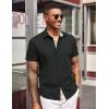 imageCOOFANDY Mens Short Sleeve Button Down Shirts Casual Summer Dress Untucked ShirtsA  Plaid Collar Black