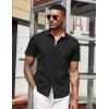 imageCOOFANDY Mens Short Sleeve Button Down Shirts Casual Summer Dress Untucked ShirtsA  Plaid Collar Black
