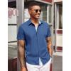 imageCOOFANDY Mens Short Sleeve Button Down Shirts Casual Summer Dress Untucked ShirtsA  Plaid Collar Blue