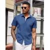 imageCOOFANDY Mens Short Sleeve Button Down Shirts Casual Summer Dress Untucked ShirtsA  Plaid Collar Blue