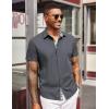 imageCOOFANDY Mens Short Sleeve Button Down Shirts Casual Summer Dress Untucked ShirtsA  Plaid Collar Dark Grey