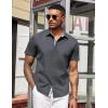 imageCOOFANDY Mens Short Sleeve Button Down Shirts Casual Summer Dress Untucked ShirtsA  Plaid Collar Dark Grey