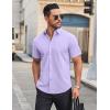 imageCOOFANDY Mens Short Sleeve Button Down Shirts Casual Summer Dress Untucked ShirtsLavender