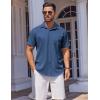 imageCOOFANDY Mens Short Sleeve Button Up Shirts Untucked Casual Button Down Shirts Business Formal Shirt Deep Blue