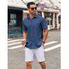 imageCOOFANDY Mens Short Sleeve Button Up Shirts Untucked Casual Button Down Shirts Business Formal Shirt Deep Blue