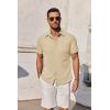 imageCOOFANDY Mens Short Sleeve Casual Button Down Shirts Summer Untucked Beach Shirts with Pocket Light Brown