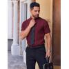 imageCOOFANDY Mens Short Sleeve Dress Shirts Wrinkle Free Button Down Shirts Stain Shield Shirts with PocketWine Red