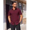 imageCOOFANDY Mens Short Sleeve Dress Shirts Wrinkle Free Button Down Shirts Stain Shield Shirts with PocketWine Red