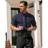 imageCOOFANDY Mens Short Sleeve Shirt Casual Button Up Shirts for Men Navy Blue Large