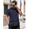 imageCOOFANDY Mens Short Sleeve Shirt Casual Button Up Shirts for Men Navy Blue Large