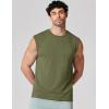 imageCOOFANDY Mens Sleeveless Shirts Cotton Workout Tank Tops Cut Off Shirts Gym Muscle Loose Fit TeeArmy Green