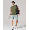 imageCOOFANDY Mens Sleeveless Shirts Cotton Workout Tank Tops Cut Off Shirts Gym Muscle Loose Fit TeeArmy Green