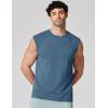 imageCOOFANDY Mens Sleeveless Shirts Cotton Workout Tank Tops Cut Off Shirts Gym Muscle Loose Fit TeeGrey Blue