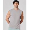 imageCOOFANDY Mens Sleeveless Shirts Cotton Workout Tank Tops Cut Off Shirts Gym Muscle Loose Fit TeeLight Grey