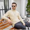 imageCOOFANDY Mens Slim Fit Turtleneck Cotton T Shirts Casual Long Sleeve Lightweight Pullover Sweater Basic TopsBeige