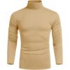 imageCOOFANDY Mens Slim Fit Turtleneck Cotton T Shirts Casual Long Sleeve Lightweight Pullover Sweater Basic TopsKhaki