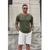imageCOOFANDY Mens Soft Henley Short Sleeve T Shirts Casual Basic Shirt with Pocket 3 Button Tees Summer TopsArmy Green
