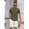 imageCOOFANDY Mens Soft Henley Short Sleeve T Shirts Casual Basic Shirt with Pocket 3 Button Tees Summer TopsArmy Green
