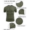 imageCOOFANDY Mens Soft Henley Short Sleeve T Shirts Casual Basic Shirt with Pocket 3 Button Tees Summer TopsArmy Green