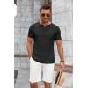 imageCOOFANDY Mens Soft Henley Short Sleeve T Shirts Casual Basic Shirt with Pocket 3 Button Tees Summer TopsBlack