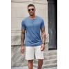 imageCOOFANDY Mens Soft Henley Short Sleeve T Shirts Casual Basic Shirt with Pocket 3 Button Tees Summer TopsBlue
