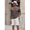 imageCOOFANDY Mens Soft Henley Short Sleeve T Shirts Casual Basic Shirt with Pocket 3 Button Tees Summer TopsBrown