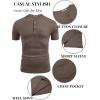imageCOOFANDY Mens Soft Henley Short Sleeve T Shirts Casual Basic Shirt with Pocket 3 Button Tees Summer TopsBrown
