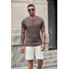imageCOOFANDY Mens Soft Henley Short Sleeve T Shirts Casual Basic Shirt with Pocket 3 Button Tees Summer TopsBrown