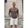 imageCOOFANDY Mens Soft Henley Short Sleeve T Shirts Casual Basic Shirt with Pocket 3 Button Tees Summer TopsBrown