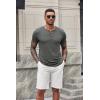 imageCOOFANDY Mens Soft Henley Short Sleeve T Shirts Casual Basic Shirt with Pocket 3 Button Tees Summer TopsDark Grey