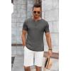 imageCOOFANDY Mens Soft Henley Short Sleeve T Shirts Casual Basic Shirt with Pocket 3 Button Tees Summer TopsDark Grey