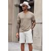 imageCOOFANDY Mens Soft Henley Short Sleeve T Shirts Casual Basic Shirt with Pocket 3 Button Tees Summer TopsDark Khaki