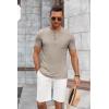 imageCOOFANDY Mens Soft Henley Short Sleeve T Shirts Casual Basic Shirt with Pocket 3 Button Tees Summer TopsDark Khaki