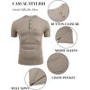 imageCOOFANDY Mens Soft Henley Short Sleeve T Shirts Casual Basic Shirt with Pocket 3 Button Tees Summer TopsDark Khaki