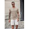 imageCOOFANDY Mens Soft Henley Short Sleeve T Shirts Casual Basic Shirt with Pocket 3 Button Tees Summer TopsDark Khaki