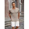 imageCOOFANDY Mens Soft Henley Short Sleeve T Shirts Casual Basic Shirt with Pocket 3 Button Tees Summer TopsDark Khaki