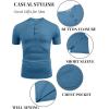 imageCOOFANDY Mens Soft Henley Short Sleeve T Shirts Casual Basic Shirt with Pocket 3 Button Tees Summer TopsDemin Blue