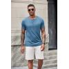 imageCOOFANDY Mens Soft Henley Short Sleeve T Shirts Casual Basic Shirt with Pocket 3 Button Tees Summer TopsDemin Blue