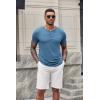 imageCOOFANDY Mens Soft Henley Short Sleeve T Shirts Casual Basic Shirt with Pocket 3 Button Tees Summer TopsDemin Blue