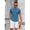 imageCOOFANDY Mens Soft Henley Short Sleeve T Shirts Casual Basic Shirt with Pocket 3 Button Tees Summer TopsDemin Blue