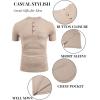 imageCOOFANDY Mens Soft Henley Short Sleeve T Shirts Casual Basic Shirt with Pocket 3 Button Tees Summer TopsKhaki