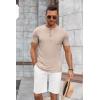 imageCOOFANDY Mens Soft Henley Short Sleeve T Shirts Casual Basic Shirt with Pocket 3 Button Tees Summer TopsKhaki