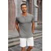 imageCOOFANDY Mens Soft Henley Short Sleeve T Shirts Casual Basic Shirt with Pocket 3 Button Tees Summer TopsLight Grey