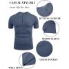 imageCOOFANDY Mens Soft Henley Short Sleeve T Shirts Casual Basic Shirt with Pocket 3 Button Tees Summer TopsNavy Blue