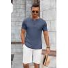 imageCOOFANDY Mens Soft Henley Short Sleeve T Shirts Casual Basic Shirt with Pocket 3 Button Tees Summer TopsNavy Blue