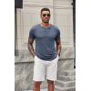 imageCOOFANDY Mens Soft Henley Short Sleeve T Shirts Casual Basic Shirt with Pocket 3 Button Tees Summer TopsNavy Blue