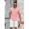imageCOOFANDY Mens Soft Henley Short Sleeve T Shirts Casual Basic Shirt with Pocket 3 Button Tees Summer TopsPink
