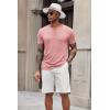 imageCOOFANDY Mens Soft Henley Short Sleeve T Shirts Casual Basic Shirt with Pocket 3 Button Tees Summer TopsPink